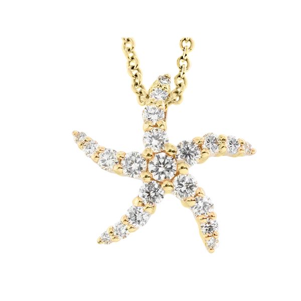 Diamond Starfish Necklace | 14KT Yellow Gold | Barnes Jewelers Goldsboro NC Barnes Jewelers Goldsboro, NC