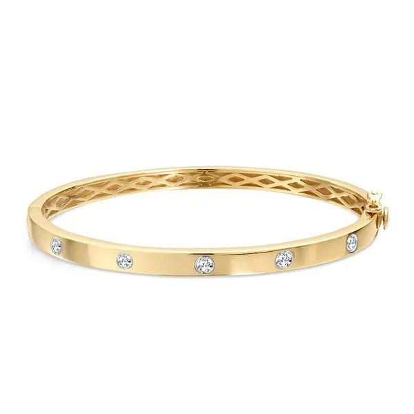 SDC  Flush Set Diamond Bangle, 14KT Yellow Gold, 0.33CTTW Round, 7.5