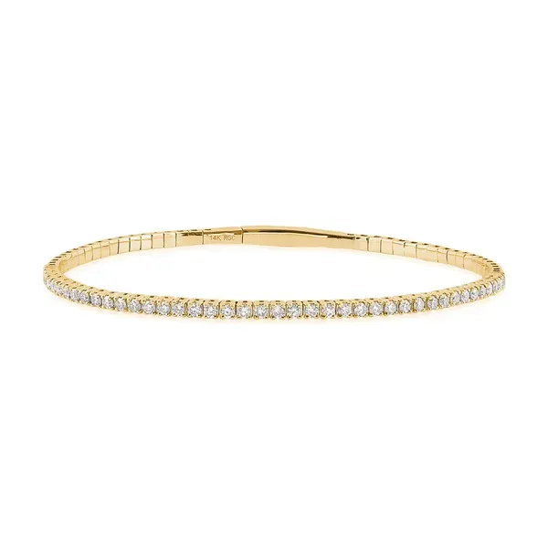 SIMPLY DIAMOND  Diamond Flex Bangle, 14KT Yellow Gold, 1.00CTTW Round, Color: H/I, Clarity: SI2, 7
