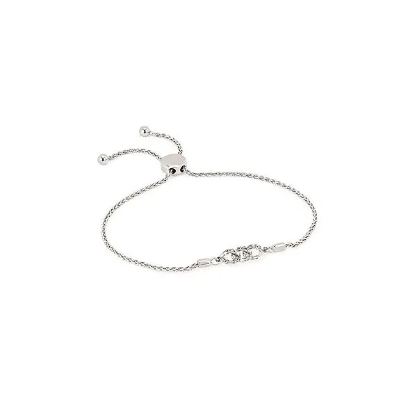 OSTBYE  Curb Link Diamond Bolo Bracelet, Sterling Silver, Rhodium, 0.13CTTW Round, Adjustable  OR22A30 Barnes Jewelers Goldsboro, NC