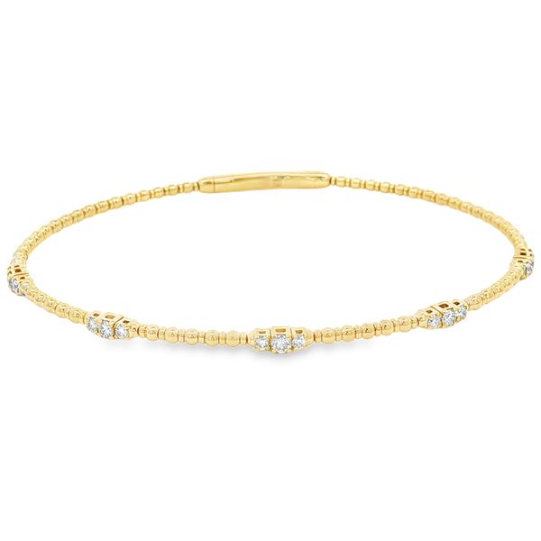 Diamond Station Flex Bangle | 14KT Yellow Gold | Barnes Jewelers Goldsboro NC Barnes Jewelers Goldsboro, NC