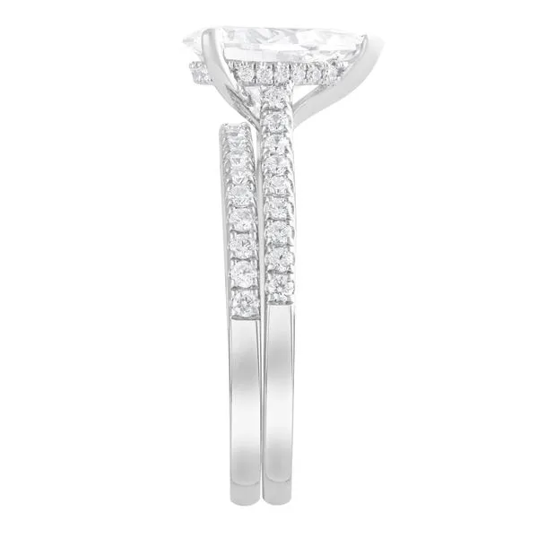 MERCURY RING  Lab Grown Pear Hidden Halo Diamond Engagement Ring and Wedding Band, 14KT White Gold, 2.03CT Pear Center, Color: G, Clarity: VS1, 2.49CT Image 2 Barnes Jewelers Goldsboro, NC