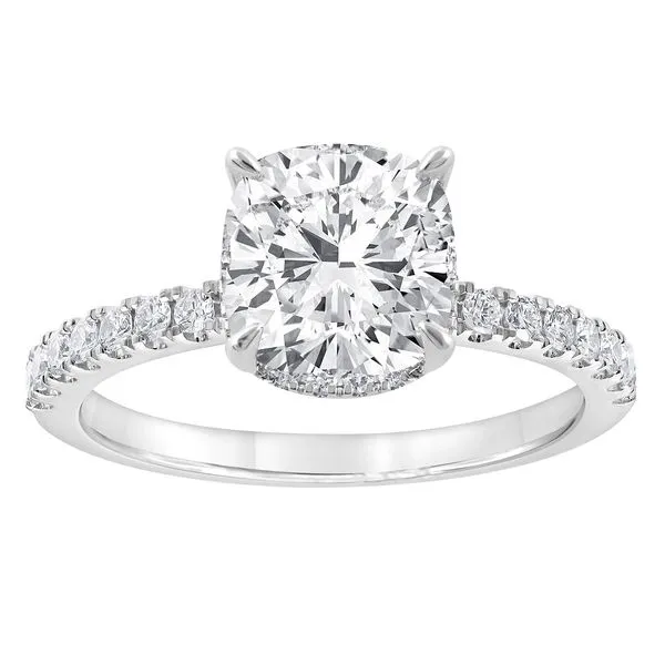MERCURY RING  Cushion Halo Lab Grown Diamond Engagement Ring, 14KT White Gold, 1.51CT Cushion, Color: F, Clarity: VS1, Cert#: LG530215010, 0.37CTTW, S Barnes Jewelers Goldsboro, NC