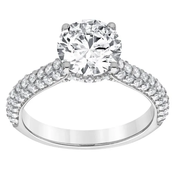 MERCURY RING  Lab Grown Diamond Pave Set Solitaire Engagement Ring, 14KT White Gold, 1.98CT Round Center, Color: F, Clarity: VS1, Cert#: LG647450475,  Barnes Jewelers Goldsboro, NC