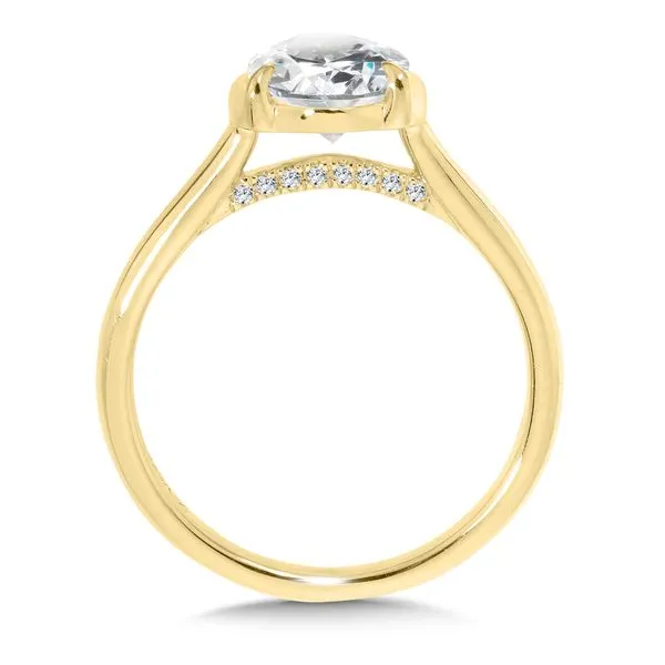 SDC  Lab Grown Oval Solitaire Diamond Engagement Ring with Diamond Bridge, 14KT Yellow Gold, 2.04CT Oval Center, Color: D, Clarity: VS1, CERT#: LG6855 Image 2 Barnes Jewelers Goldsboro, NC