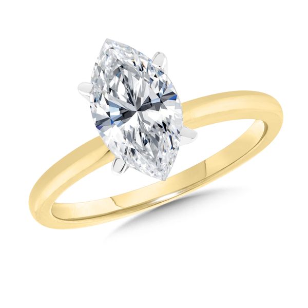 Marquise Lab Grown Diamond Solitaire Engagement Ring | Two-Tone Gold | Barnes Jewelers Goldsboro NC Barnes Jewelers Goldsboro, NC
