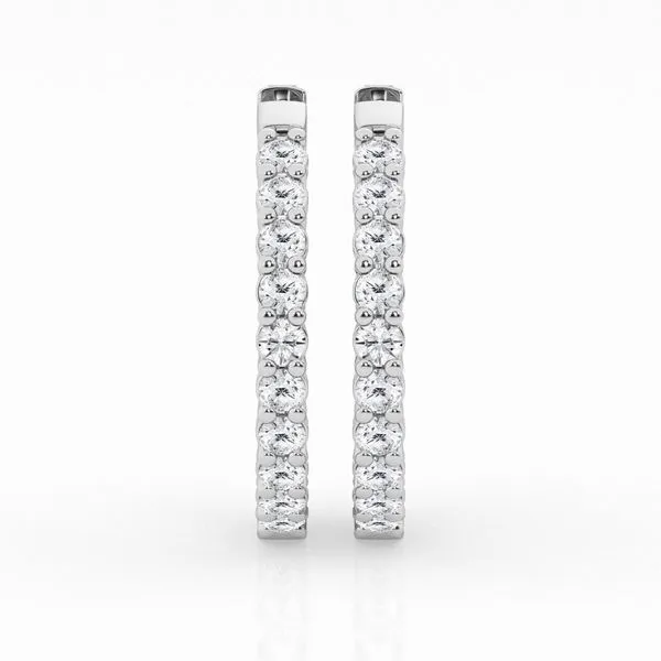MERCURY RING  Lab Grown Diamond In & Out Hoop Earrings, 14KT White Gold, 3.00CTTW Round, Color: G/H, Clarity: VS  LGD-TXE00845-GW3 Barnes Jewelers Goldsboro, NC