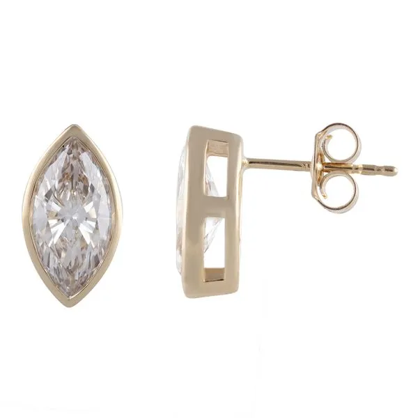 MERCURY RING  Marquise Bezel Set Lab Grown Diamond Stud Earrings, 14KT Yellow Gold, 1.15CT and 1.07CT, Color: F, Clarity: VS2  LGD-UDE01088-GY63 Barnes Jewelers Goldsboro, NC