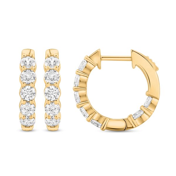 SDC Lab Grown Diamond In & Out Huggie Hoop Earrings | 14KT Yellow Gold | Barnes Jewelers Goldsboro NC Barnes Jewelers Goldsboro, NC
