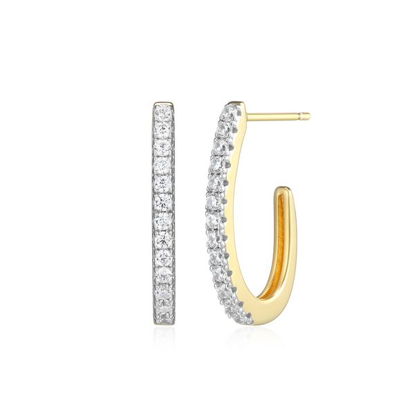 Monte Luna Lab Grown Diamond “J” Hoop Earrings | 14KT Gold Plated Sterling Silver | Barnes Jewelers Goldsboro NC Barnes Jewelers Goldsboro, NC