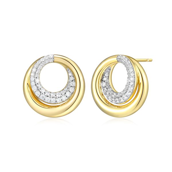 Monte Luna Double Circle Lab Grown Diamond Stud Earrings | 14KT Gold Plated Sterling Silver | Barnes Jewelers Goldsboro NC Barnes Jewelers Goldsboro, NC