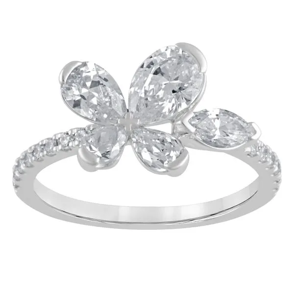 MERCURY RING  Floral Inspired Lab Grown Diamond Fashion Ring, 14KT White Gold, 1.97CTTW Pear and Round, Color: G, Clarity: VS2, Size 7  LGD-TXR00957-G Barnes Jewelers Goldsboro, NC