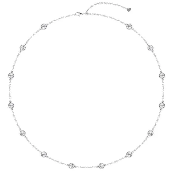 MERCURY RING  Lab Grown Diamond Station Necklace, 14KT White Gold, 3.00CTTW Round, Color: G/H, Clarity: VS, 22