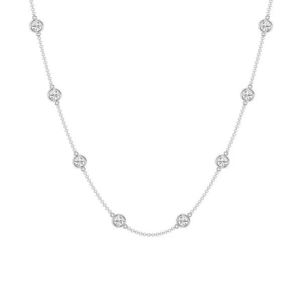 MERCURY RING  Lab Grown Diamond Station Necklace, 14KT White Gold, 3.00CTTW Round, Color: G/H, Clarity: VS, 22