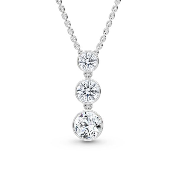 SDC Three Stone Bezel Set Lab Grown Diamond Necklace | 14KT White Gold | Barnes Jewelers Goldsboro NC Barnes Jewelers Goldsboro, NC