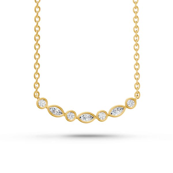 SDC Bezel Set Lab Grown Diamond Bar Necklace | 14KT Yellow Gold | Barnes Jewelers Goldsboro NC Barnes Jewelers Goldsboro, NC
