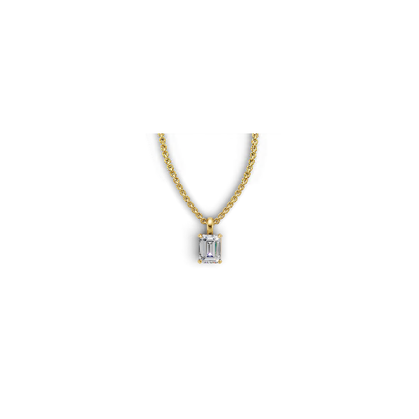 SDC Emerald Lab Grown Diamond Solitaire Necklace | 14KT Yellow Gold | Barnes Jewelers Goldsboro NC Barnes Jewelers Goldsboro, NC