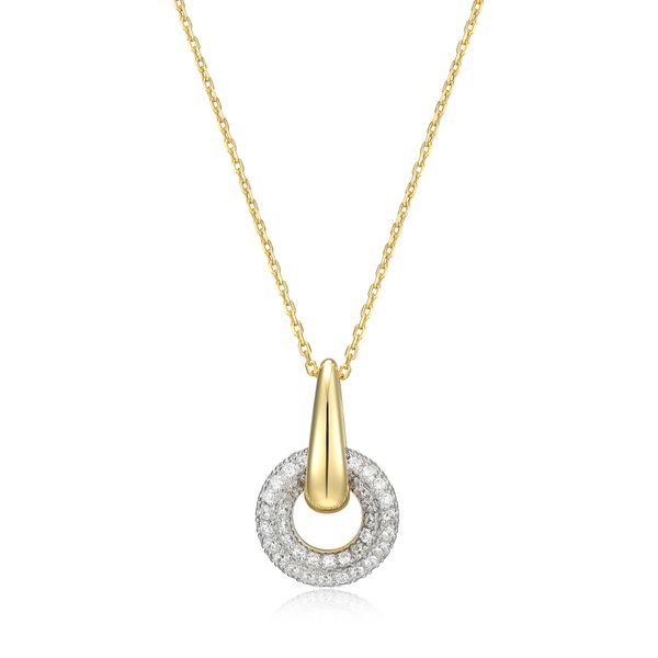 Monte Luna Lab Grown Diamond Pavé Puffed Circle Necklace | 14KT Gold Plated Sterling Silver | Barnes Jewelers Goldsboro NC Barnes Jewelers Goldsboro, NC