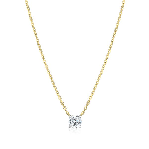 Monte Luna Lab Grown Diamond Solitaire Necklace | 14KT Gold Plated Sterling Silver | Barnes Jewelers Goldsboro NC Barnes Jewelers Goldsboro, NC
