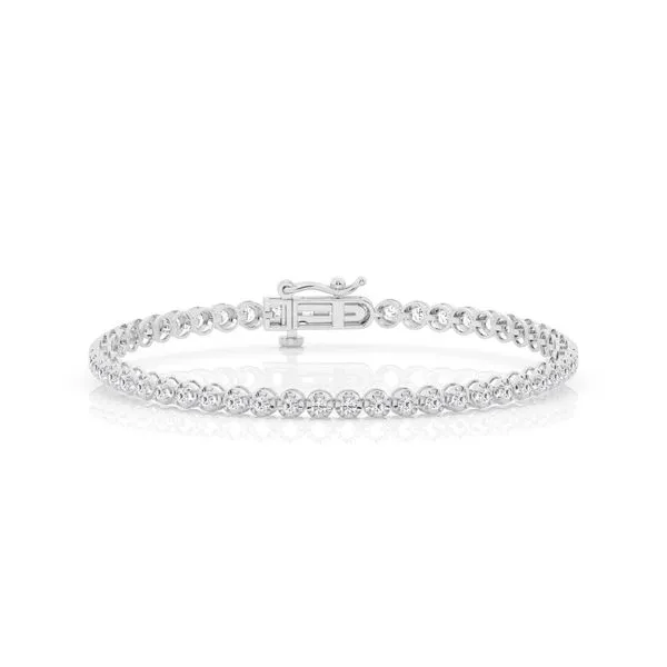 MERCURY RING  Lab Grown Diamond Tennis Bracelet, 14KT White Gold, 1.99CTTW Round, Color:G/H, Clarity: VS, 7