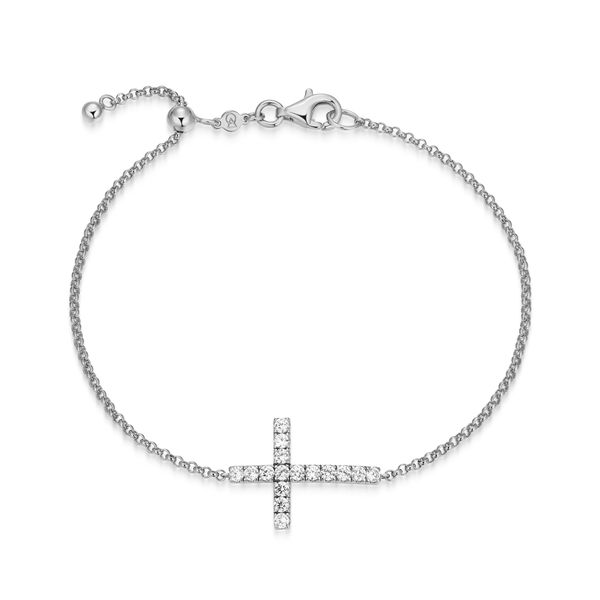 Monte Luna Lab Grown Diamond Cross Bracelet | Rhodium-Plated Sterling Silver | Barnes Jewelers Goldsboro NC Barnes Jewelers Goldsboro, NC