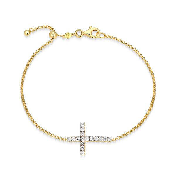 Monte Luna Lab Grown Diamond Cross Bracelet | 14KT Gold Plated Sterling Silver | Barnes Jewelers Goldsboro NC Barnes Jewelers Goldsboro, NC