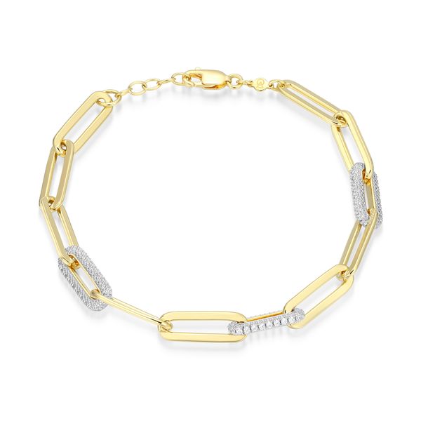 Monte Luna Lab Grown Diamond Paperclip Bracelet | 14KT Gold Plated Sterling Silver | Barnes Jewelers Goldsboro NC Barnes Jewelers Goldsboro, NC