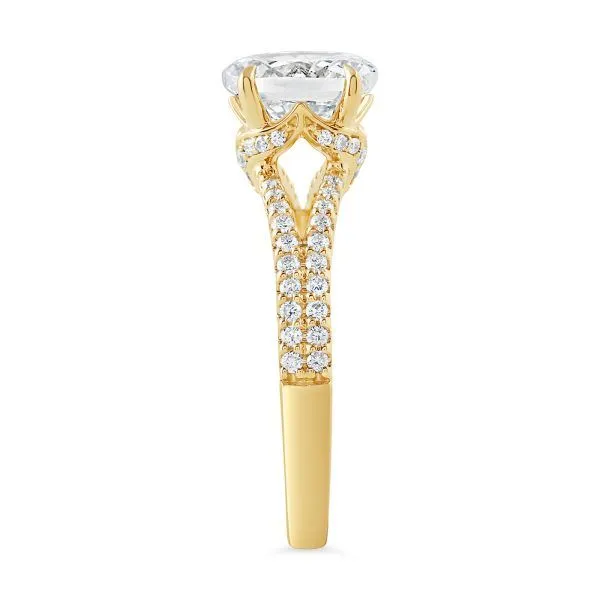 AMERICAN RING SOURCE  Split Shank Lab Grown Diamond Engagement Ring Semi Mount, 14KT Yellow Gold, Holds 1.50CT Oval Center, 0.36 Image 3 Barnes Jewelers Goldsboro, NC