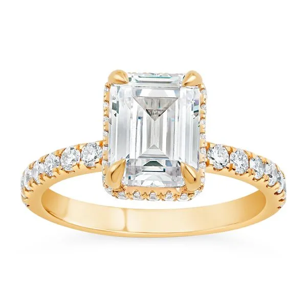 AMERICAN RING SOURCE  Lab Grown Diamond Engagement Ring Semi Mount, 14KT Yellow Gold, Holds 2.00CT Emerald Center, 0.65CTTW Round, Size 6.5  LG52536-E Barnes Jewelers Goldsboro, NC
