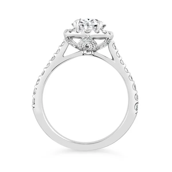 AMERICAN RING SOURCE  Oval Halo Lab Grown Diamond Engagement Ring Semi Mount, 14KT White Gold, Holds 1.50CT Oval Center, 0.72CTTW Round, Size 6.5  LG5 Image 2 Barnes Jewelers Goldsboro, NC