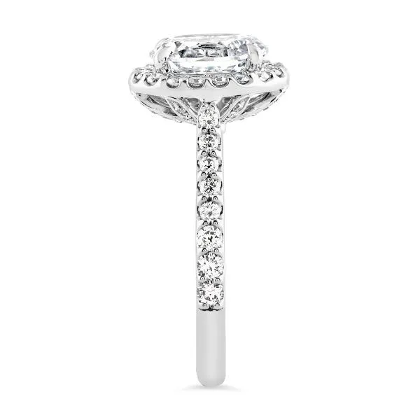 AMERICAN RING SOURCE  Oval Halo Lab Grown Diamond Engagement Ring Semi Mount, 14KT White Gold, Holds 1.50CT Oval Center, 0.72CTTW Round, Size 6.5  LG5 Image 3 Barnes Jewelers Goldsboro, NC