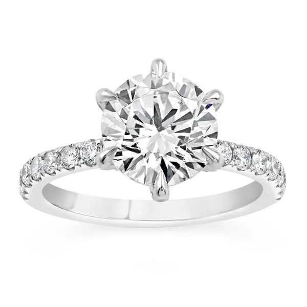AMERICAN RING SOURCE  Prong Set Lab Grown Diamond Engagement Ring Semi Mount, 14KT White Gold, Holds 2.00CT Round Center, 0.58CTTW Round, Size 6.5  LG Barnes Jewelers Goldsboro, NC