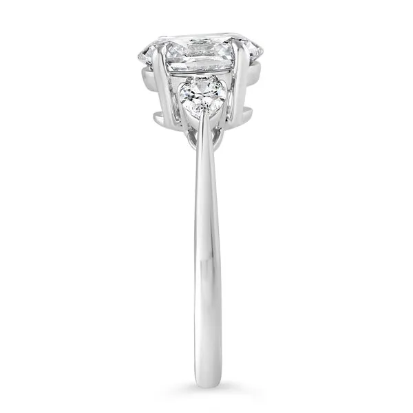 AMERICAN RING SOURCE  Three Stone Lab Grown Diamond Engagement Ring Semi Mount, 14KT White Gold, Holds 2.00CT Oval Center, 0.50C Image 3 Barnes Jewelers Goldsboro, NC