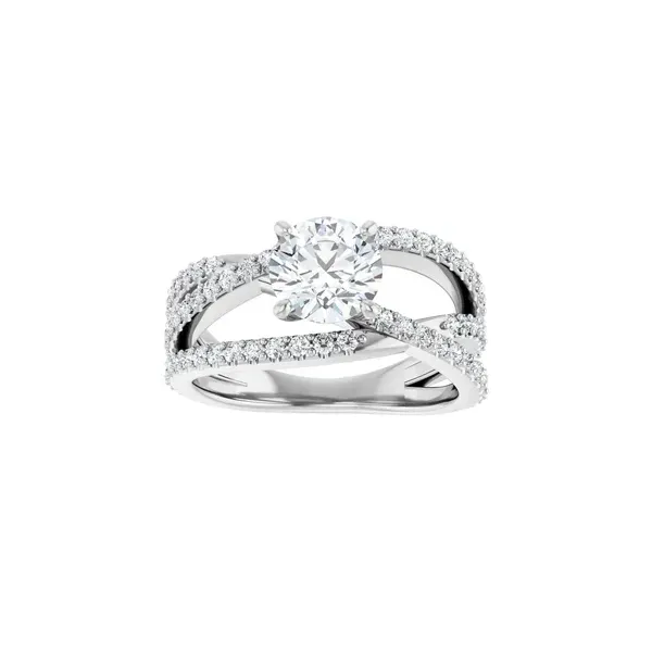 STULLER  Twisted Lab Grown Diamond Engagement Ring, 14KT White Gold, 1.00CT Round Center, Color: D, Clarity: VS1, CERT#: 713571575, 1.72 CTTW, Size 7  Barnes Jewelers Goldsboro, NC