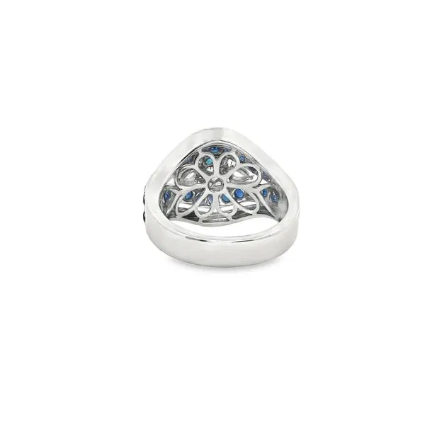 SOPRAFFINO  Sapphire and Diamond Three Stone Wide Ring, 14KT White Gold, 2.58TGW Oval and Round Blue Sapphires, 0.52CTTW Pear and Round Diamonds, Colo Image 3 Barnes Jewelers Goldsboro, NC