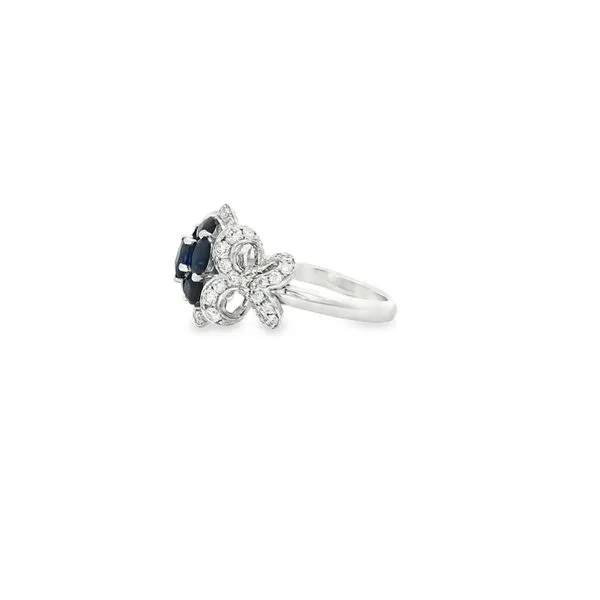 SOPRAFFINO  Sapphire and Diamond Elegant Floral Ring, 14KT White Gold, 1.36TGW Oval Blue Sapphires, 0.69CTTW Round Diamonds, Color: G/H, Clarity: SI1, Image 2 Barnes Jewelers Goldsboro, NC