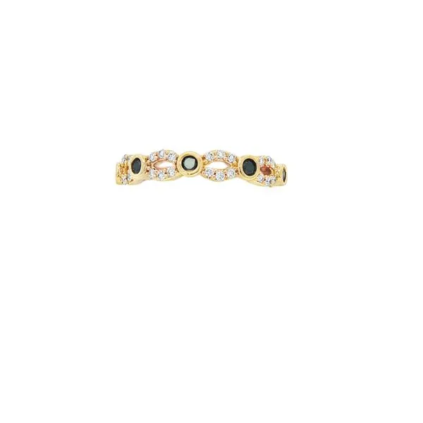 JEWELEX  Balck and White Diamond Stackable Ring, 10KT Yellow Gold, 0.33CTTW Round Diamonds, Size 7  JNB1508-01TY70 Barnes Jewelers Goldsboro, NC