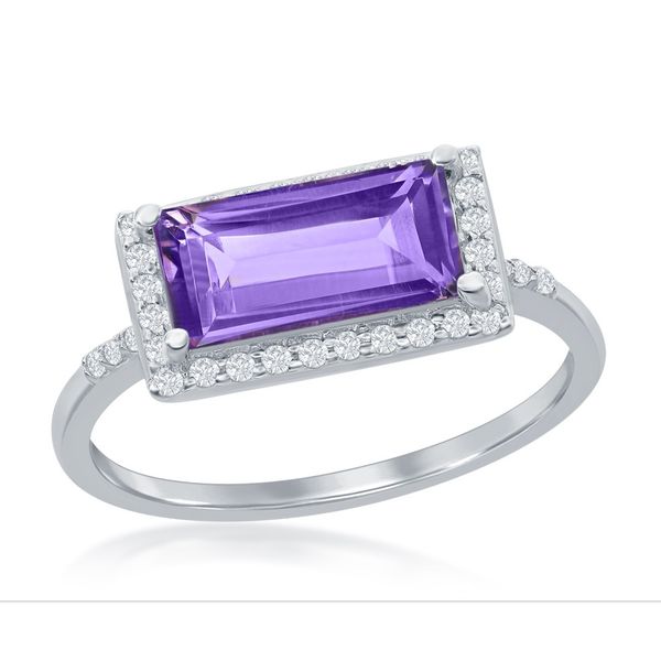 Amethyst Halo Fashion Ring | Sterling Silver | Barnes Jewelers Goldsboro NC Barnes Jewelers Goldsboro, NC