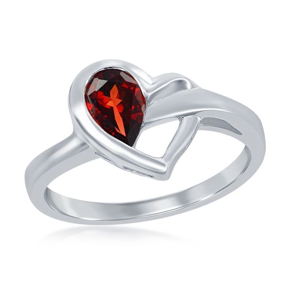 Garnet Heart Fashion Ring | Sterling Silver | Barnes Jewelers Goldsboro NC Barnes Jewelers Goldsboro, NC
