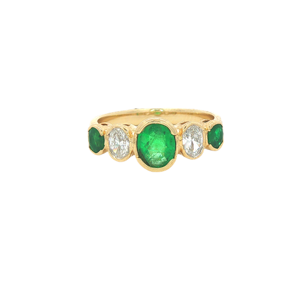 Five Stone Emerald & Diamond Ring | 14KT Yellow Gold | Barnes Jewelers Goldsboro NC Barnes Jewelers Goldsboro, NC