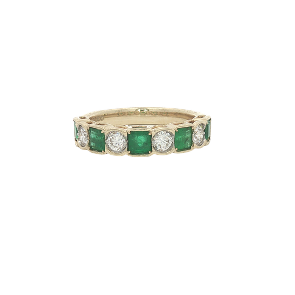 Emerald & Diamond Bezel Set Band | 14KT Yellow Gold | Barnes Jewelers Goldsboro NC Barnes Jewelers Goldsboro, NC
