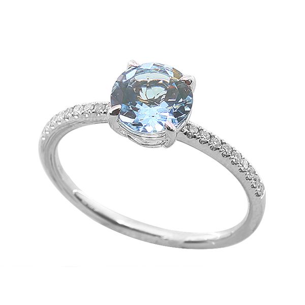 Aquamarine & Diamond Solitaire Ring | 14KT White Gold | Barnes Jewelers Goldsboro NC Barnes Jewelers Goldsboro, NC