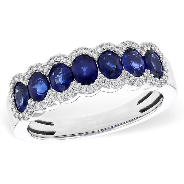 Sapphire & Diamond Halo Band | 14KT White Gold | Barnes Jewelers Goldsboro NC Barnes Jewelers Goldsboro, NC