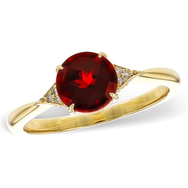 Garnet & Diamond Solitaire Ring | 14KT Yellow Gold | Barnes Jewelers Goldsboro NC Barnes Jewelers Goldsboro, NC