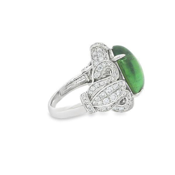 Green Tourmaline & Diamond Ring | 18KT White Gold | Barnes Jewelers Goldsboro NC Image 2 Barnes Jewelers Goldsboro, NC