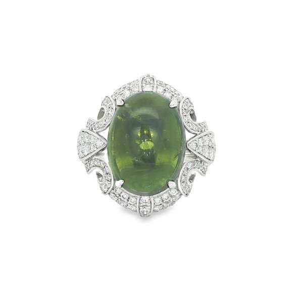 Green Tourmaline & Diamond Ring | 18KT White Gold | Barnes Jewelers Goldsboro NC Barnes Jewelers Goldsboro, NC