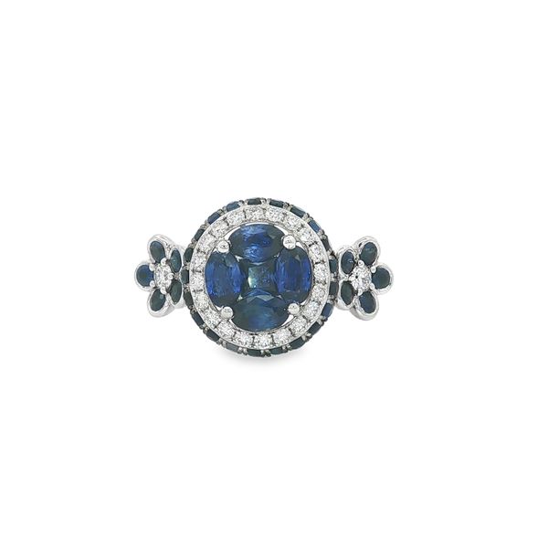 Sapphire & Diamond Floral Ring | 18KT White Gold | Barnes Jewelers Goldsboro NC Barnes Jewelers Goldsboro, NC
