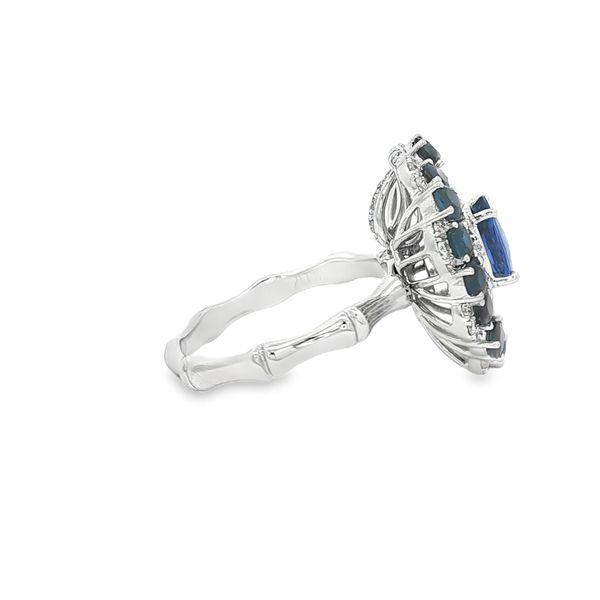 Convertible Sapphire & Diamond Triple Halo Ring/Pendant | 14KT White Gold | Barnes Jewelers Goldsboro NC Image 2 Barnes Jewelers Goldsboro, NC