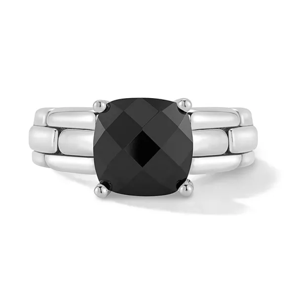 JAI Black Spinel Cushion Ring | Sterling Silver | Barnes Jewelers Goldsboro NC Barnes Jewelers Goldsboro, NC