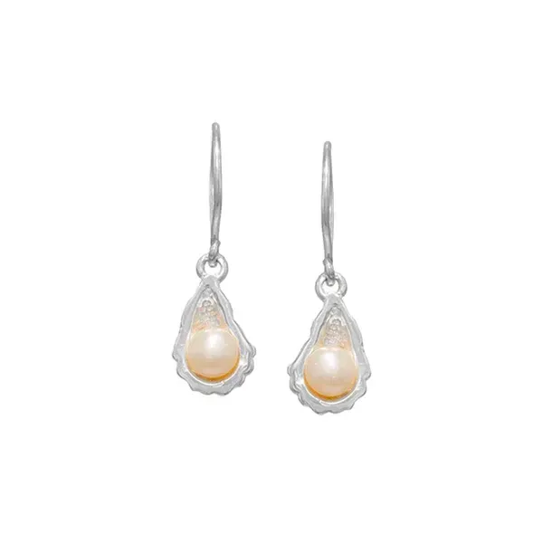 MICHOU  Oyster Dangle Earrings, Sterling Silver and 22KT Gold Vermeil, White Freshwater Pearl  20241061 Barnes Jewelers Goldsboro, NC